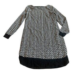 Armani Exchange AE Black White Shift Dress Long Sleeve Soft Size XS Women's
